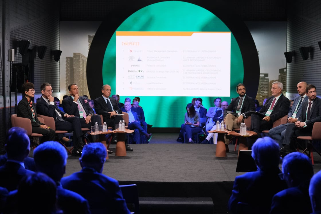 Από αριστερά: Μάχη Καραγιάννη, Executive Director-Chief Operating Officer Planet - Παναγιώτης Μπαλομένος, Chief Executive Officer GAIAOSE - Στάθης Τρυφωνόπουλος, 
Managing Director Diarchon Architects - Παναγιώτης Γραμματόπουλος, Architect Engineer G-P Architects - Σωκράτης Μπαλτάς, Chairman of Board of Directors ReDePlan S.A. Consultants - Νικόλας Κανελλόπουλος,  Managing Partner Nicolas Kanellopoulos – Chara Zerva & Associates Law Firm - Ιωάννης Οικονόμου, Technical Director MTC–Makedoniki Technical Company - Χρήστος Κοσμάς, Partner, Real Estate Sector Leader Deloitte
(Photo: Aphroditi Houlaki)