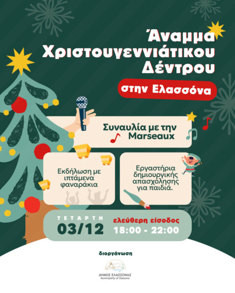 Ανάβει το Χριστουγεννιάτικο Δέντρο στην Ελασσόνα!