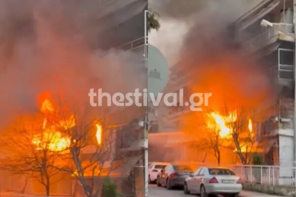 Φωτιά σε διαμέρισμα στην Θεσσαλονίκη – Δείτε βίντεο