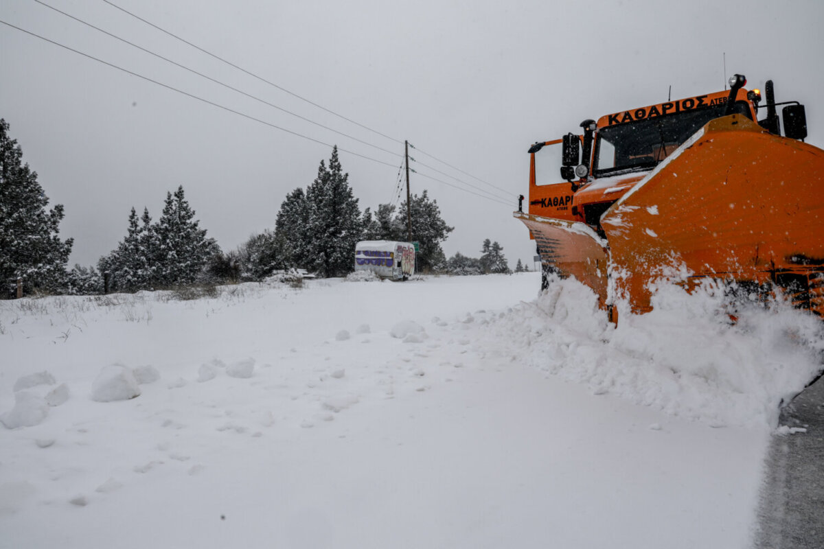 Χιονόπτωση στον Κίσσαβο Λάρισας, Δευτέρα 19 Ιανουαρίου 2026.  (EUROKINISSI)