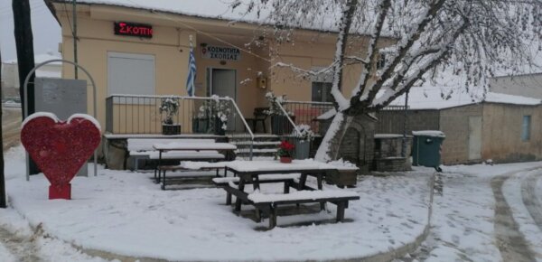 Στα λευκά η Σκοπιά Φαρσάλων – Ασθενείς χιονοπτώσεις σε χωριά της περιοχής (φωτ.)